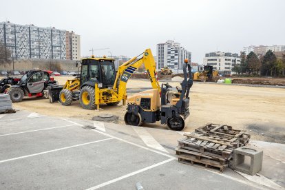 Este es el estado en el que se encuentran las obras de ampliación del disuasorio de Gamonal, hacia la calle Manuel Altolaguirre.