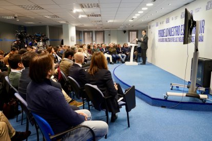 El presidente del Partido Popular de Castilla y León, Alfonso Fernández Mañueco, clausura el foro de presentación de los indicadores del proyecto ‘Castilla y León entre las 3 mejores comunidades de España’.