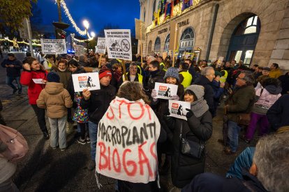 Manifestación contra la planta de biometano en Villangómez.