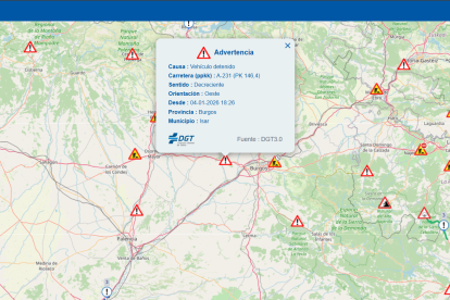 Información que la baliza v16 de un vehículo trasladó a la app de la DGT y cómo se refleja en la web.