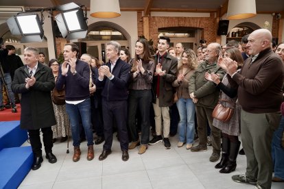 El presidente del Partido Popular, Alberto Núñez Feijóo, interviene en un mitin en Tordesillas