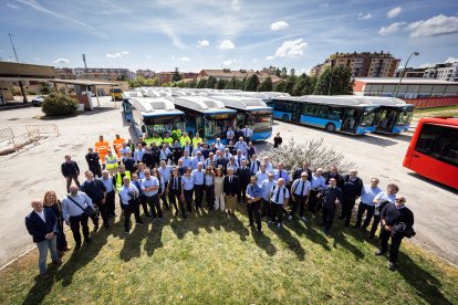 Llegada de los autobuses urbanos de Madrid a Burgos.