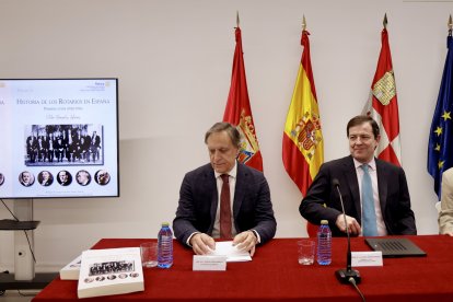 El presidente de la Junta de Castilla y León, Alfonso Fernández Mañueco, asiste al acto de presentación de la obra ''Historia de los Rotarios en España.1920-1936'' y entrega de distinciones de honor de la Academia Española de Estudios Históricos de Odontología y Estomatología.
