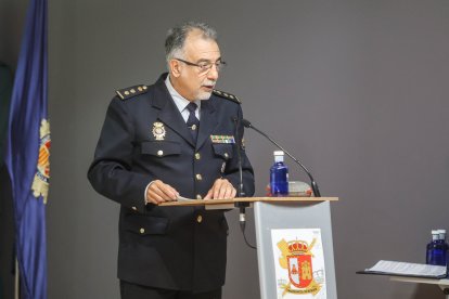 El comisario Jefe Provincial de la Policía Nacional en Burgos, José Carlos Donoso, en su intervención durante la celebración del Día de la Seguridad Privada.