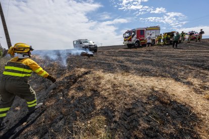 Imagen del incendio junto a la carretera de  Arcos.