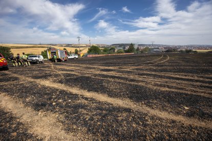 Imagen del incendio junto a la carretera de  Arcos.