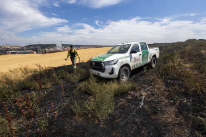 Imagen del incendio junto a la carretera de  Arcos.