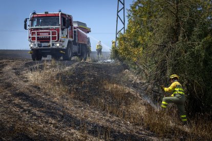 Imagen del incendio junto a la carretera de  Arcos.