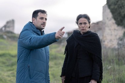 David Pérez Sañudo y Patricia López Arnaiz, en el rodaje.