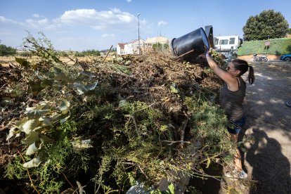 Vecinos de Villatoro limpian el entorno de un parque del barrio.