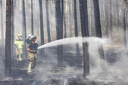 Imagen de las labores de extinción del fuego.