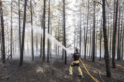Imagen de las labores de extinción del fuego.