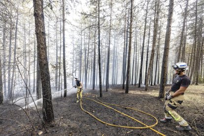 Imagen de las labores de extinción del fuego.