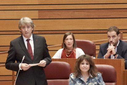 El portavoz socialista Carlos Martínez en el Pleno de las Cortes