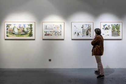 Imágenes de la exposición Miradas do Camiño que en 2027 recorrerá las cuatro provincias de Galicia.