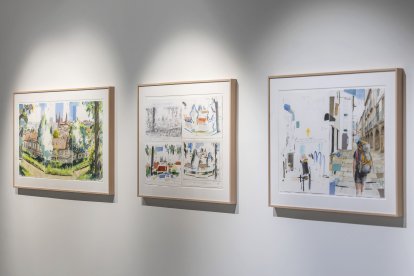 Imágenes de la exposición Miradas do Camiño que en 2027 recorrerá las cuatro provincias de Galicia.