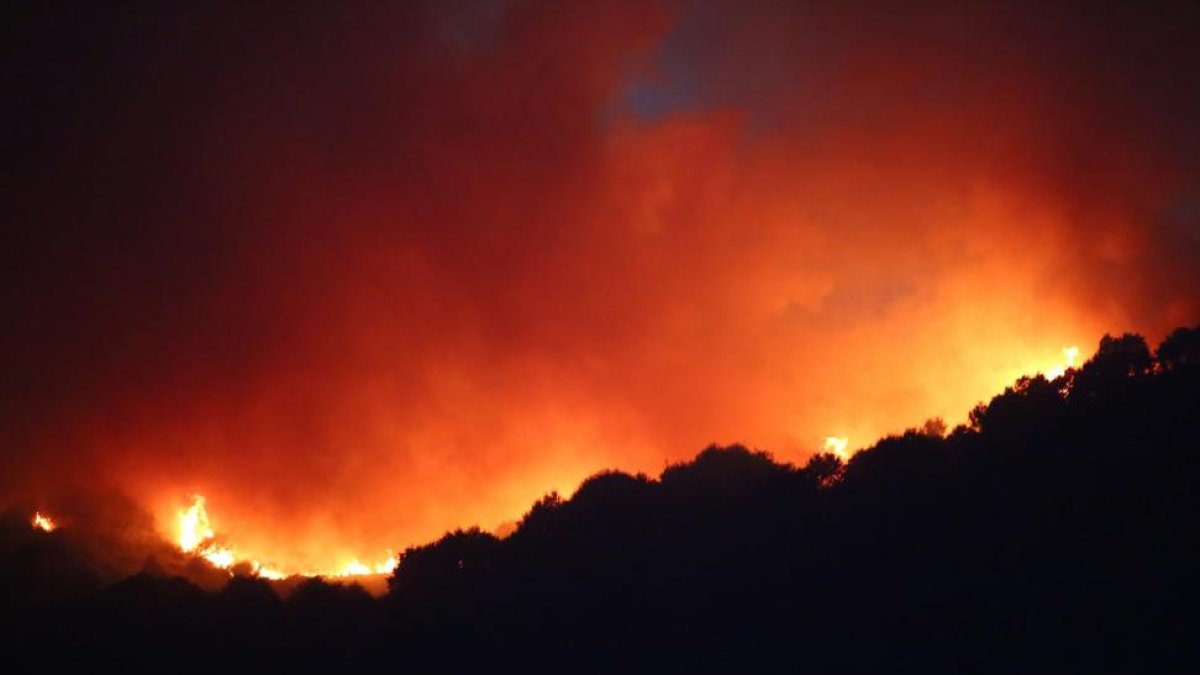 Incendio entre los municipios bercianos de Trabadelo y Barjas (León).-ICAL