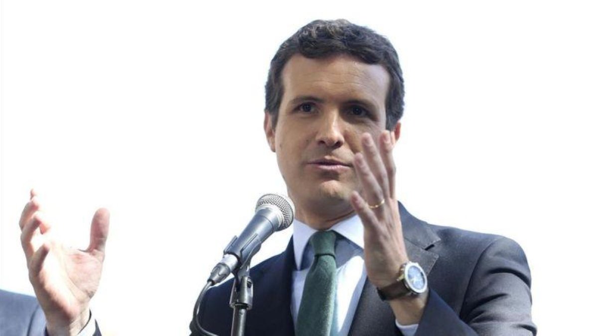 El presidente del PP, Pablo Casado, en un acto en Madrid para presentar a los candidatos al Congreso y al Senado.-DAVID CASTRO