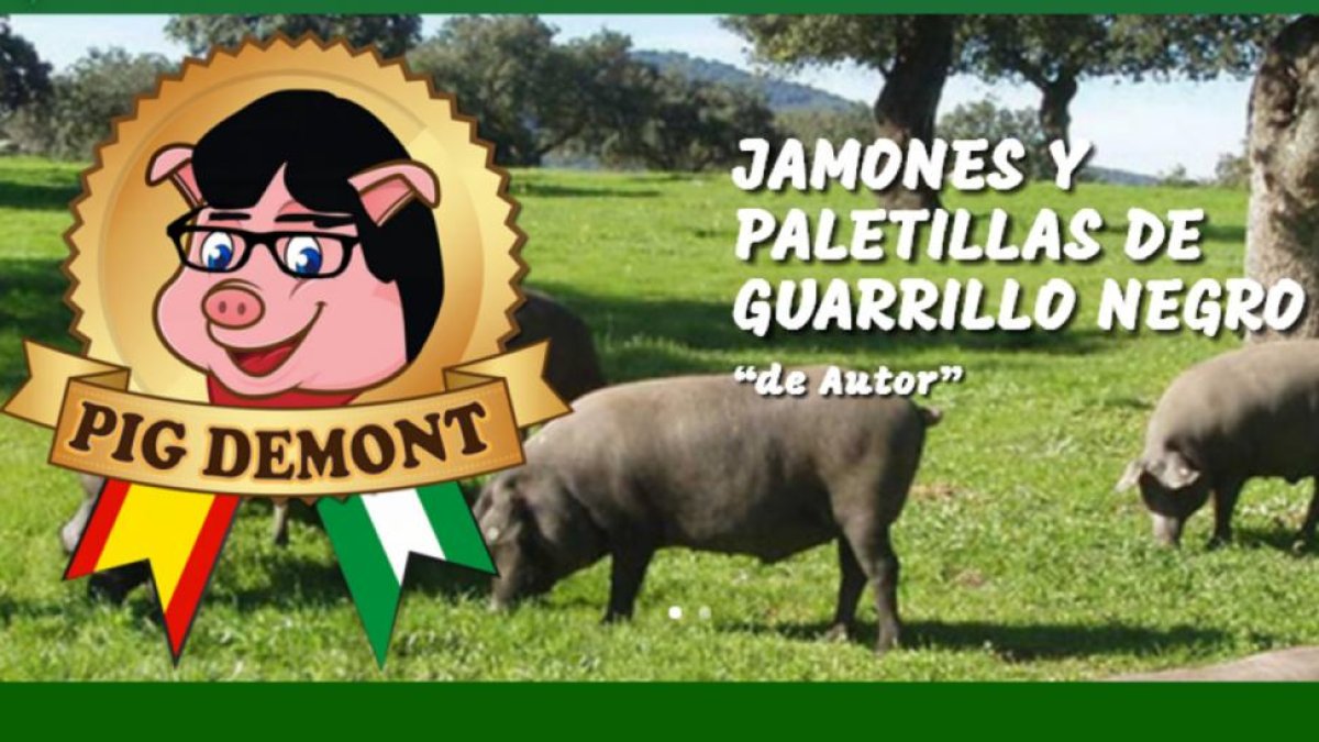 La página web de la tienda Pig Demont, con el logotipo del cerdo con gafas y cabello similar al del expresident.-EL PERIÓDICO