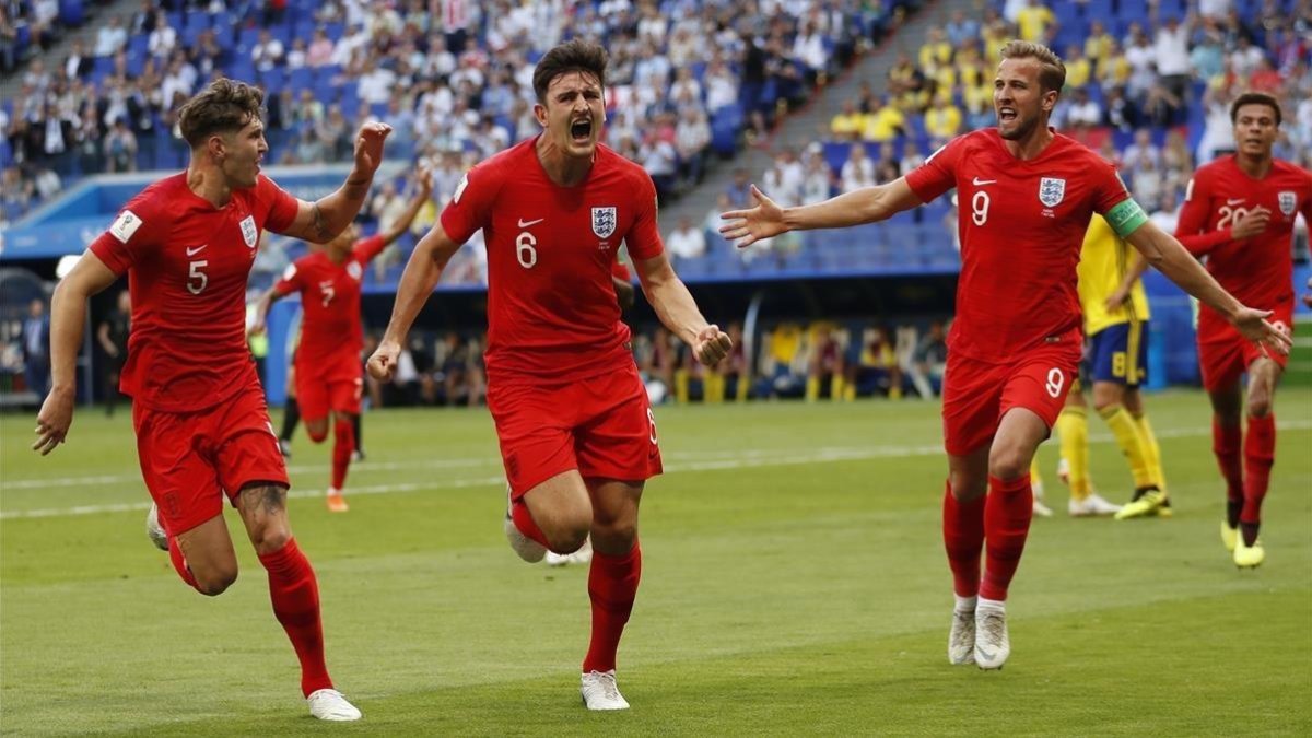 Harry Maguire celebrando su gol en los cuartos de final del Mundial-/ FRANCISCO SECO