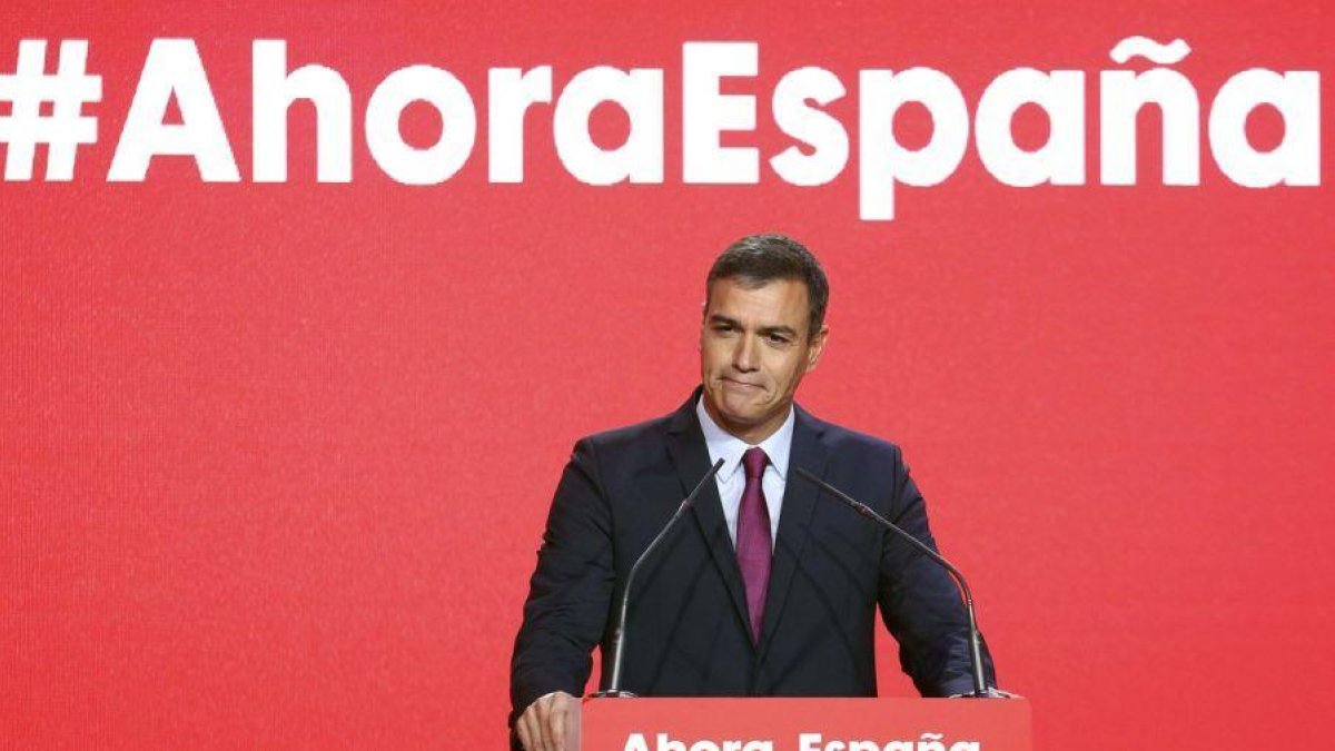 Pedro Sánchez, este lunes durante la presentación de la campaña del PSOE al 10-N.-DAVID CASTRO