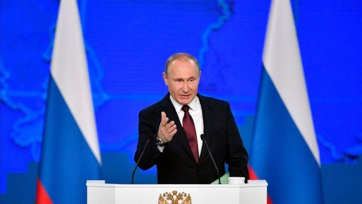 Vladimir Putin pronuncia su discurso anual sobre el estado de la Nación en Moscú.-ALEXANDER NEMENOV