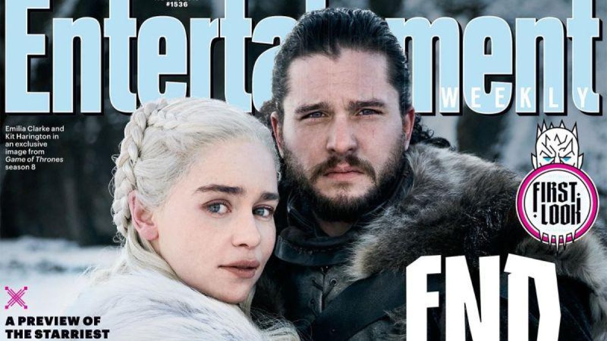 Detalle de la portada de la revista Entertainment Weekly, con Emilia Clarke y Kit Harington, en Juego de tronos.-EL PERIÓDICO