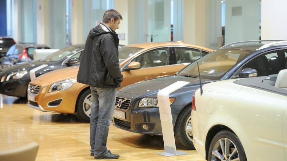 Un cliente observa vehículos en un concesionario de la ciudad. ECB