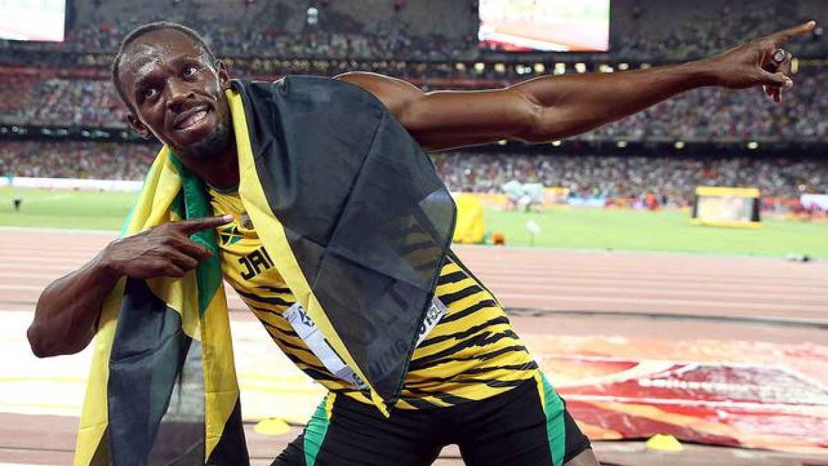 Usain Bolt, tras ganar la prueba de 100 metros en el Mundial de Pekín.-EFE