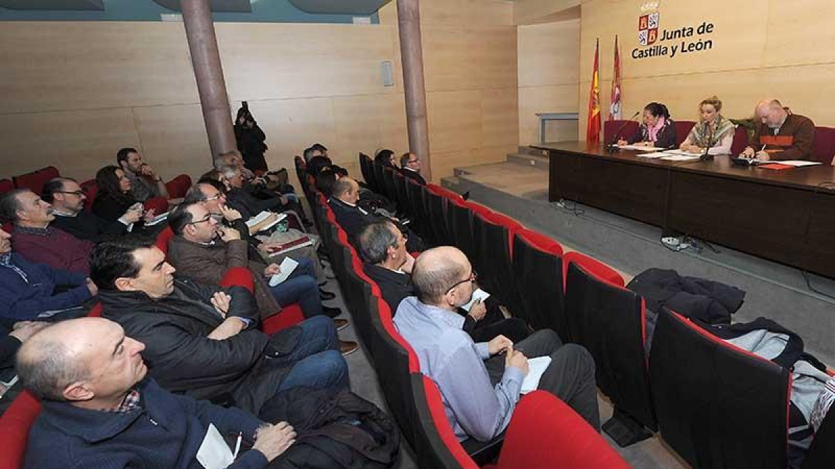 La directora general de Telecomunicaciones, María Victoria Seco (en el centro de la mesa ), expuso todas las posibilidades de apoyo a los alcaldes de la provincia.-ISRAEL L. MURILLO