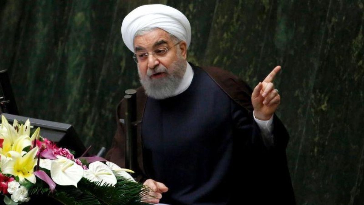 El presidente iraní, Hassan Rouhani, este martes en la sesión parlamentaria en Teherán.-ATTA KENARE