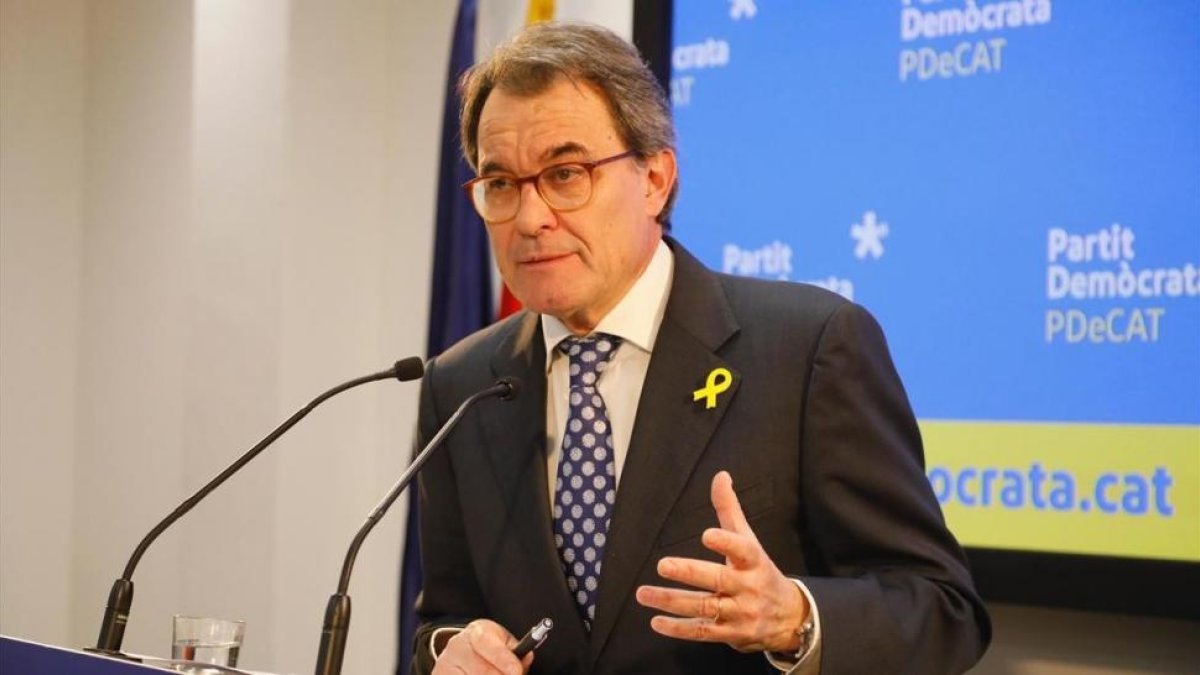 Artur Mas, en su comparecencia por su renuncia a la presidencia del PDECat.-CARLOS MONTAÑÉS