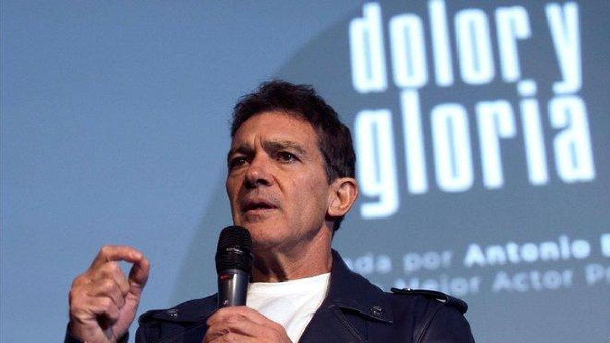 Antonio Banderas en la presentación de Dolor y Gloria.-EFE