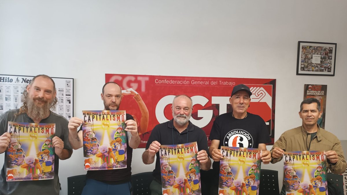 Presentación de la campaña de la CGT en Burgos para proteger a los trabajadores de la ola de calor.