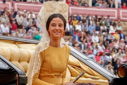 Victoria Federica de Marichalar, en la plaza de toros de la Maestranza de Sevilla, durante la Exhibición de Enganches.-JULIO MUÑOZ (EFE)