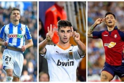 Martin Odegaard, Ferran Torres y Chimy Ávila.-