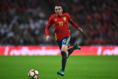 Iago Aspas, con la camiseta de la selección.-GUETTY