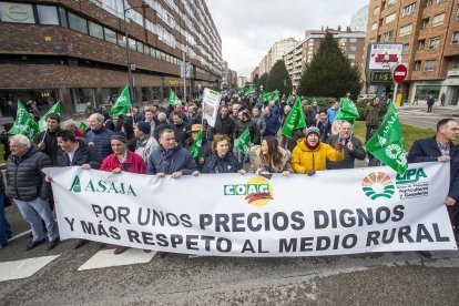 Los responsables de las organizaciones agrarias convocantes portaban una pancarta que resumía dos de sus grandes ruegos: respeto y dignidad. S.O.