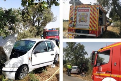 Imágenes del accidente producido esta mañana entre Roa y Fuentecén