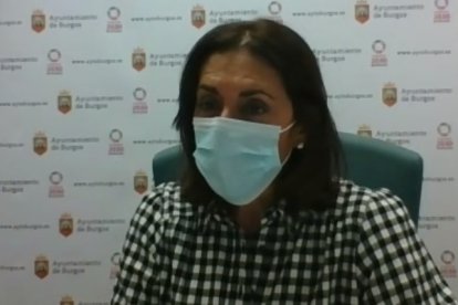 Marga Arroyo (Podemos) durante una rueda de prensa telemática. ECB