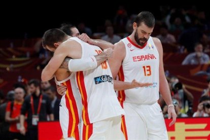 Marc Gasol celebra una anotación ante Australia.-