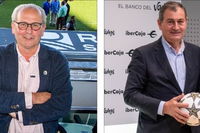 Nacho San Millán, representante del Burgos CF en las negociaciones, y José Luis Fernández Manzanedo, presidente del Promesas. TOMÁS ALONSO / ECB