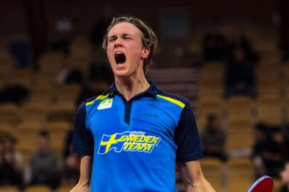 Berglund celebra un punto durante un partido internacional con Suecia. ECB / FOTO CEDIDA POR EL BURGOS TM