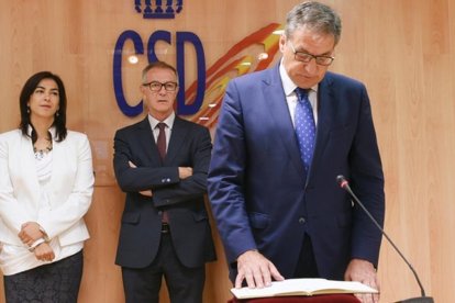 Mariano Soriano, durante la toma de posesión en el CSD.-EL PERIÓDICO