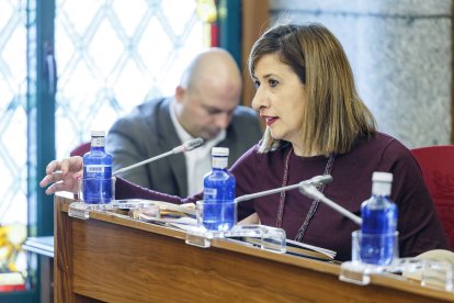 Nuria Barrio, PSOE, en la defensa de la proposición sobre la condena a las armas nucleares. SANTI OTERO
