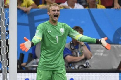 Jasper Cillessen, en un partido del Mundial del 2014 con Holanda.-FABRICE COFFRINI