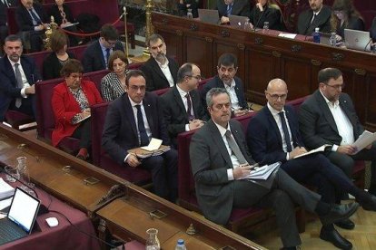 Los líderes independentistas, durante el juicio en el Supremo.-