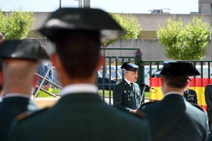 El teniente coronel jefe de la Comandancia, Alfonso Martín, durante su intervención.ICAL