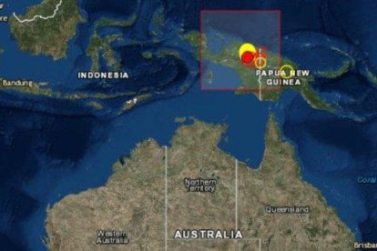 La zona del sismo en Nueva Guinea en Indonesia.-EL PERIÓDICO