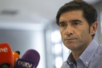 Marcelino, durante la rueda de prensa de este martes en un hotel de Madrid.-EFE / SANTI DONAIRE